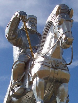 genghis khan empire. Genghis Khan face on memorial