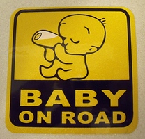 Baby on road decal