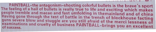 Chinglish sign for paintball