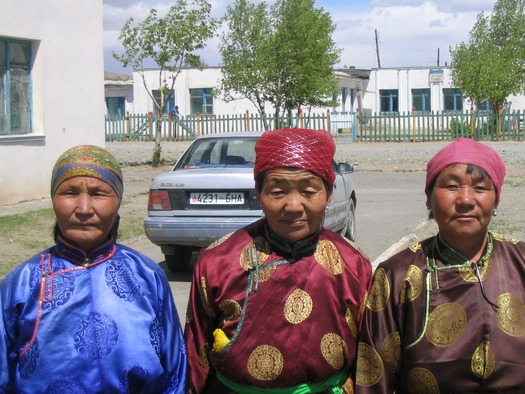 Mongolian grandmothers in traditional clothes