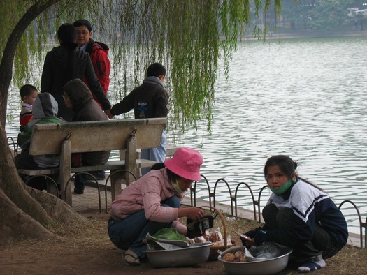 Vendors in Vietnamese park