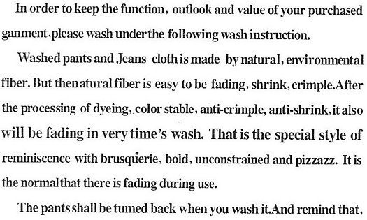 How to care for pants - in funny English