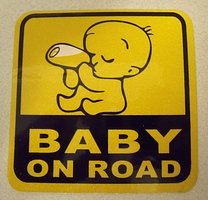 Baby on road decal