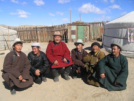 Men in traditional mongolian clothes