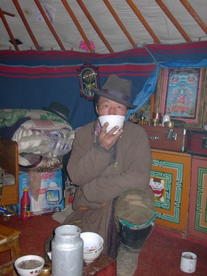 Man in Mongolian ger