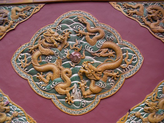 Glazed tile Chinese dragons