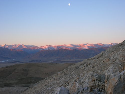 Sunlit Mongolian mountains