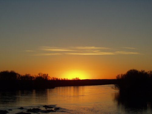 Mongolian sunset over river