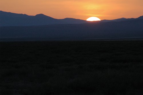 Mongolia sunset over mountains