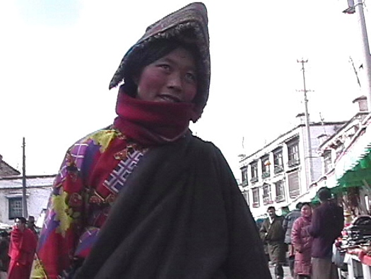 Colourful sweater Tibetan woman