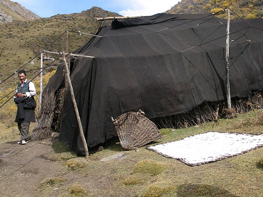 Tibetan nomad tent made of yak hair