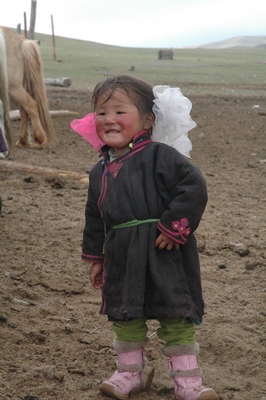 Mongolian girl with bows