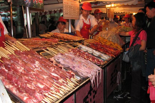 Squid sticks in Beijing market
